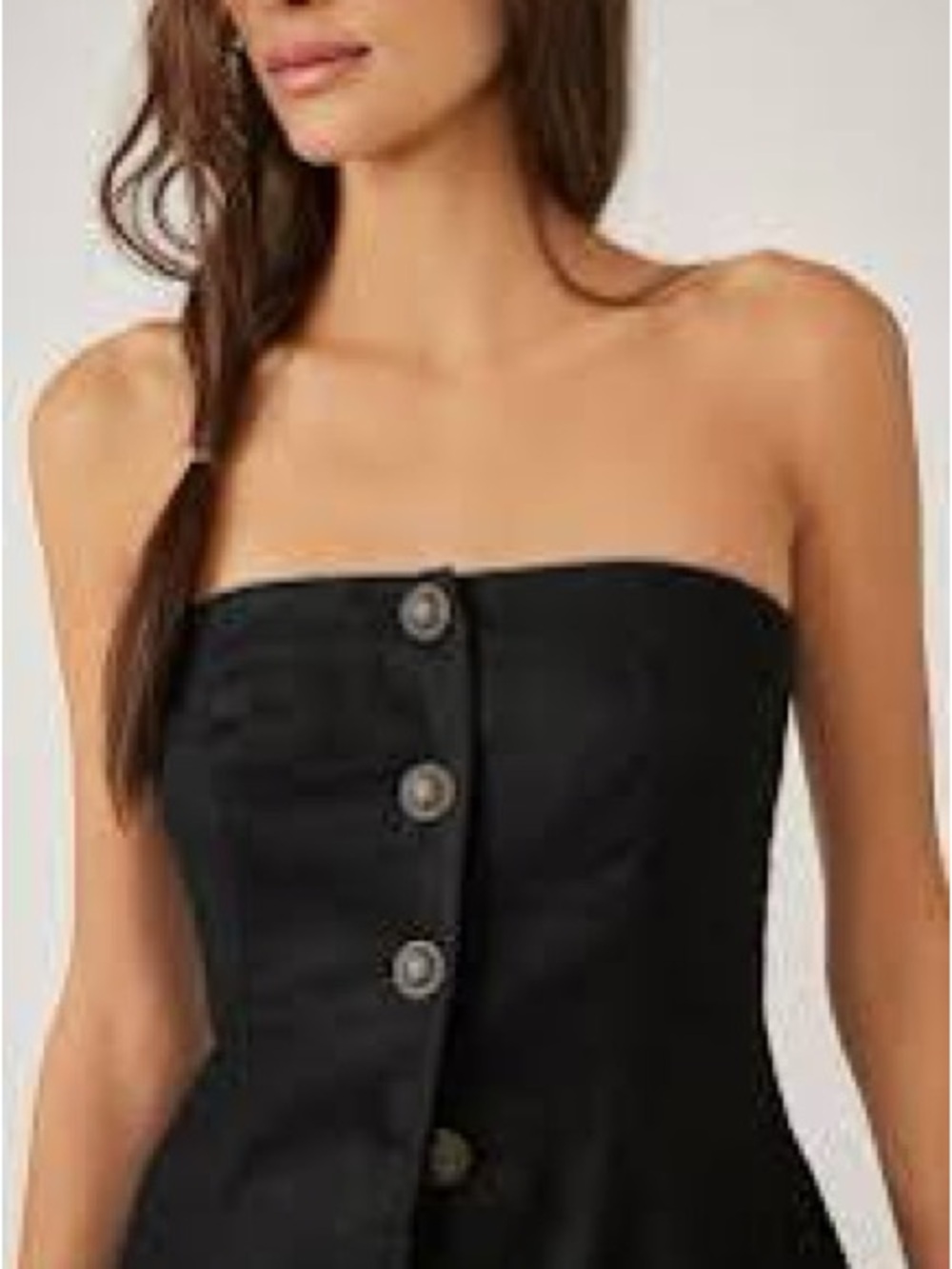 Free People Black Strapless Button-Front Top